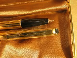 coppia di penna AURORA 98 stilografica sfera placcata oro laminata,  custodia da 6
