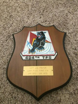 1970s Usaf 494th Tfs Plaque Capt Joe Prater Last F - 100 First F - 4 Vietnam Pilot