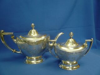 Reed & Barton Sterling Silver Tea Pot and Covered Sugar Bowl Pattern 450 4