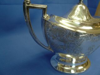 Reed & Barton Sterling Silver Tea Pot and Covered Sugar Bowl Pattern 450 9