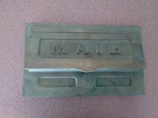 Antique Vintage Solid Brass 1920s Mail Slot Cover For In - Wall Chute