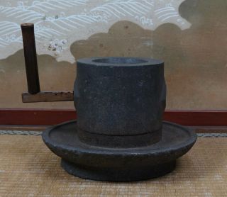 Antique Chausu Japan Millstone Green Tea Powder Mill 1700s Japanese Stone Craft