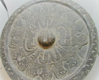 Ancient Sasanian Stone Carved Plate Or Dish With Ram And Snake Motifs Very Rare