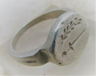 Circa 300 - 400ad Roman Military Silver Seal Ring Sw0rd And Wreath Very Rare