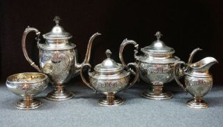 GORGEOUS TOWLE OLD MASTER 5 PIECE STERLING SILVER TEA SET 3