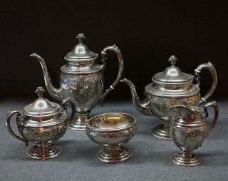 GORGEOUS TOWLE OLD MASTER 5 PIECE STERLING SILVER TEA SET 4