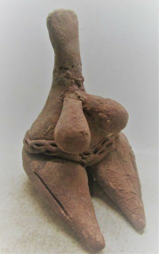 Scarce Circa 6000bce Ancient Tel Halaf Terracotta Seated Fertility Figure