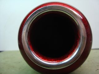 Vintage Japanese Cloisonne Vase in Blood Red Silver Top & Base 18 cm Height 7