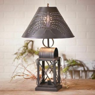 Keeping Room Smokey Black Tin Table Lamp W/willow Shade