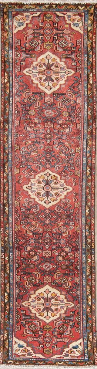 Vintage 9 Ft Narrow Runner Hamedan Persian Oriental Wool Rug 8 