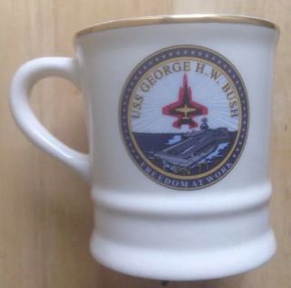Uss George H.  W.  Bush Cvn - 77 Us Navy Large Ceramic Coffee Mug,  Nos