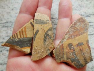 Three Fine Ancient Greek Painted Pottery Fragments 500bc Found France