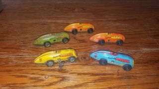 5 Captain Marvel Tin Litho Windup Race Cars Automatic Toy Co.  1947 3
