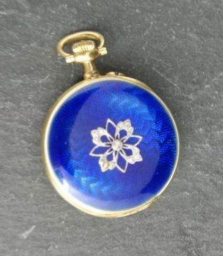 Antique French 18k gold,  enamel and diamond fob watch,  pocket watch, 11