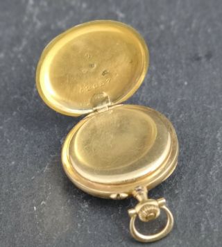 Antique French 18k gold,  enamel and diamond fob watch,  pocket watch, 4