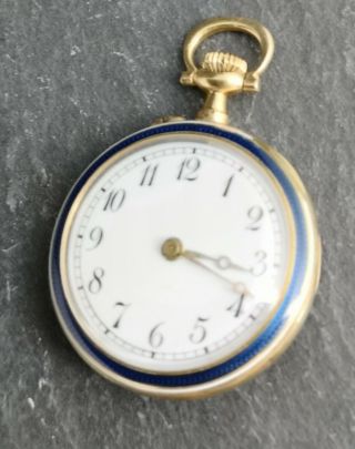 Antique French 18k gold,  enamel and diamond fob watch,  pocket watch, 5