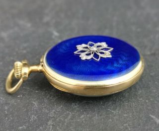 Antique French 18k gold,  enamel and diamond fob watch,  pocket watch, 8