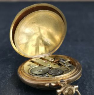 Antique French 18k gold,  enamel and diamond fob watch,  pocket watch, 9