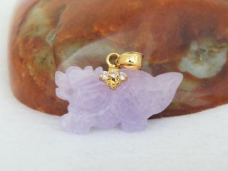 18k Gold Translucent Purple Lavender Jadeite Jade Chinese Zodiac Dragon Pendant