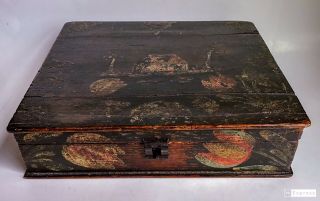 18th C.  Heinrich Bucher Folk Art Paint Decorated Box,  Berks County Pennsylvania 2
