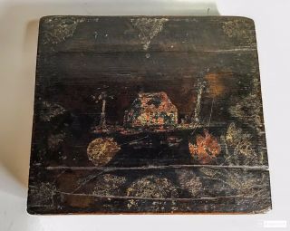 18th C.  Heinrich Bucher Folk Art Paint Decorated Box,  Berks County Pennsylvania 3