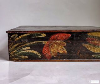 18th C.  Heinrich Bucher Folk Art Paint Decorated Box,  Berks County Pennsylvania 6