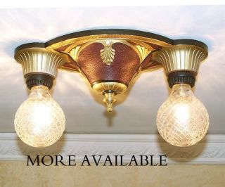 723 Vintage 20s 30s Ceiling Light Lamp Fixture Hall Bedroom Poly - Chrome 1 Of 8