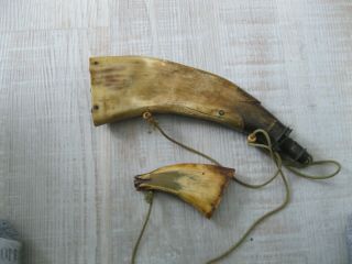 2 Flat Antique Powder Horns