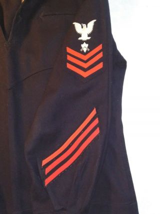 Vintage WWII USN Navy Blue Dress Jumper 1st Class Petty Officer Carpenter 2