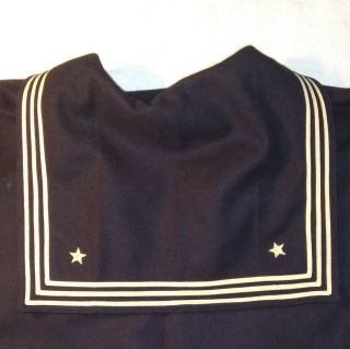 Vintage WWII USN Navy Blue Dress Jumper 1st Class Petty Officer Carpenter 7