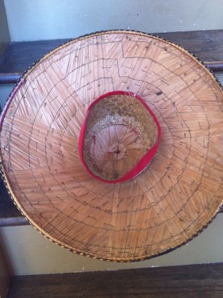 Old Beaded Borneo Sun Hat w/ Sacred Hornbill Feather,  Iban Dayak 2