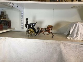 Antique Cast Iron Horse Drawn P And L Hanson Cab.