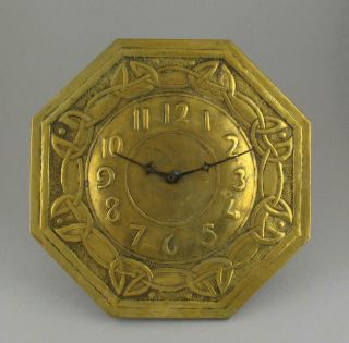 Antique Glasgow School Arts & Crafts Chiming Brass Wall Clock Margaret Gilmour ? 4