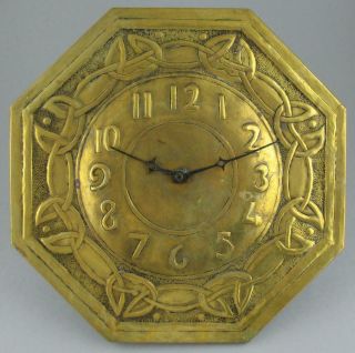 Antique Glasgow School Arts & Crafts Chiming Brass Wall Clock Margaret Gilmour ? 5
