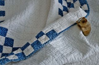 Antique Hand Stitched Calico Irish Chain Quilt 9