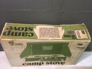 NOS Sears Deluxe Camp Stove Vintage Camping 2 - Burner Green 72245 2
