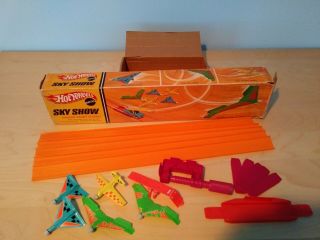 1969 Mattel Hot Wheels Sky Show Set 6436 5 Planes Box Track In