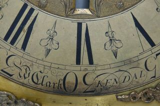 EARLY LONGCASE CLOCK BRASS DIAL BY W CLARK KENDAL - DECORATIVE EXAMPLE - RARE 2