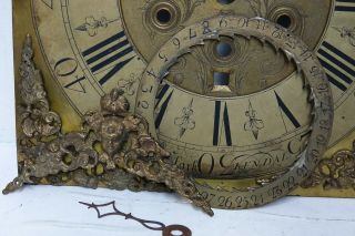 EARLY LONGCASE CLOCK BRASS DIAL BY W CLARK KENDAL - DECORATIVE EXAMPLE - RARE 8