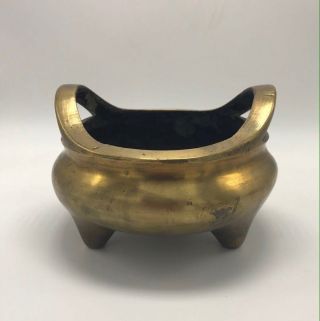 19th C Chinese Antique Large Bronze Censer Burner 16 Characters Mark
