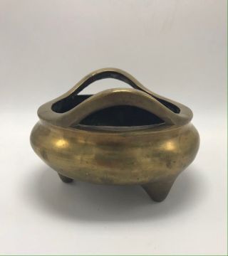 19th C Chinese Antique Large Bronze Censer Burner 16 Characters Mark 3