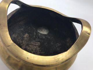19th C Chinese Antique Large Bronze Censer Burner 16 Characters Mark 5