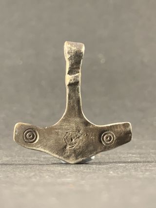 Ancient Viking Norse Solid Silver Thor’s Hammer Dot Work Amulet Circa 800 - 900 Ad