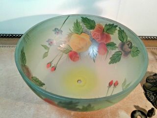 Antique Reverse Painted Shade ROSES Arts & Crafts ART NUVEAU 18 