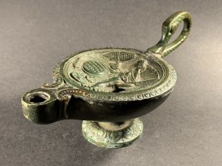 Museum Quality - Ancient Roman Bronze Oil Lamp Depicting Goddess Circa 400 - 500ad