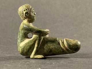 Ancient Roman Bronze Erotic Large Phallic Amulet Pendant Circa 200 - 300ad