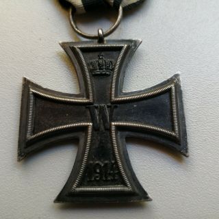 German WW 1 Iron Cross 2.  Class with orig.  Ribbon and Oak Leave Clasp 3