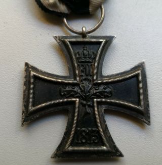 German WW 1 Iron Cross 2.  Class with orig.  Ribbon and Oak Leave Clasp 4