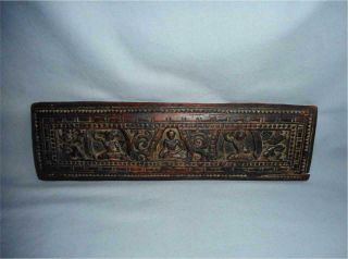 Antique Tibet Top Very High Aged Wood Rich Carved Buddhist Book Cover