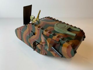Rare Vintage Tin Wind Up Pop Up Toy Tank - Winds Up And Moves.  Soldier Pops Up.